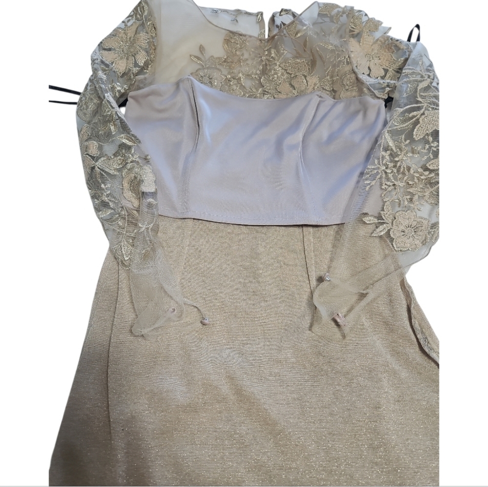 David Meister Floral Sheath Embroidered Knee Length Dress Sz 6 - Picture 12 of 12